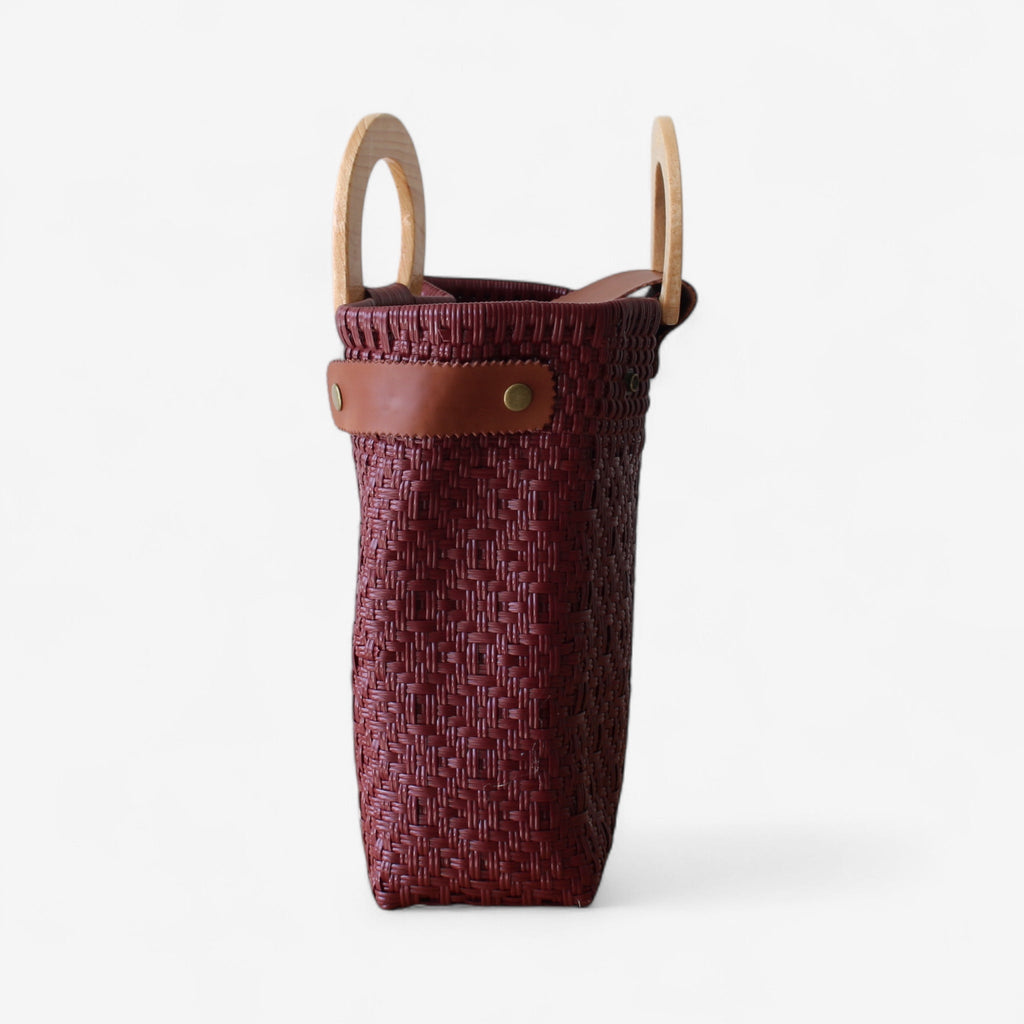 Burgundy Maroon Handwoven Tote Bag by MexiMexi