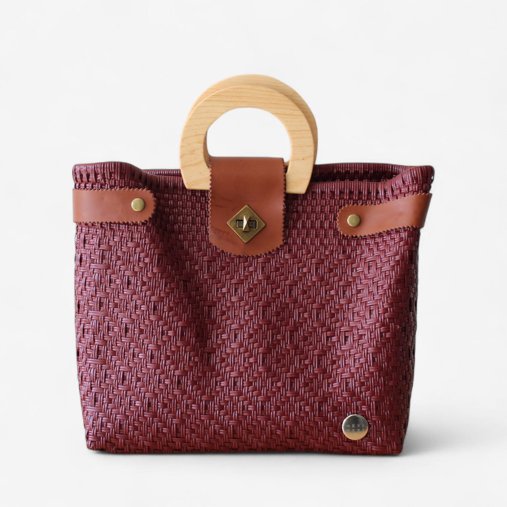 Burgundy Maroon Handwoven Tote Bag by MexiMexi