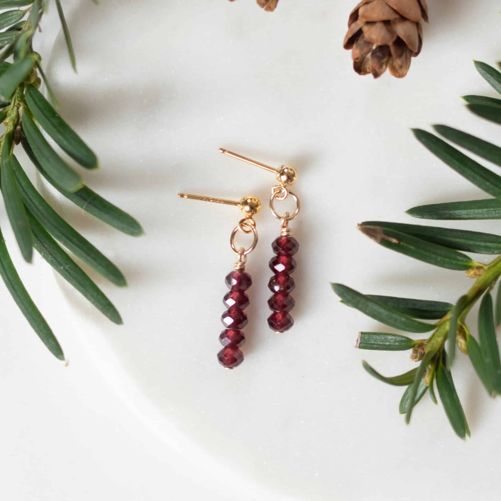 Mini Red Garnet Earrings