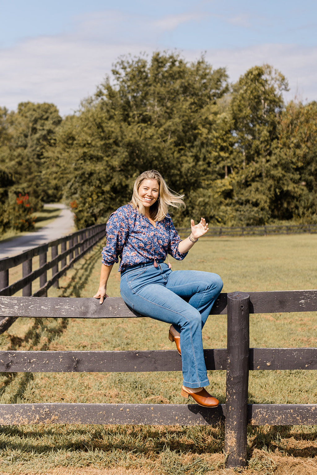 The Jess Top in Indigo Bloom