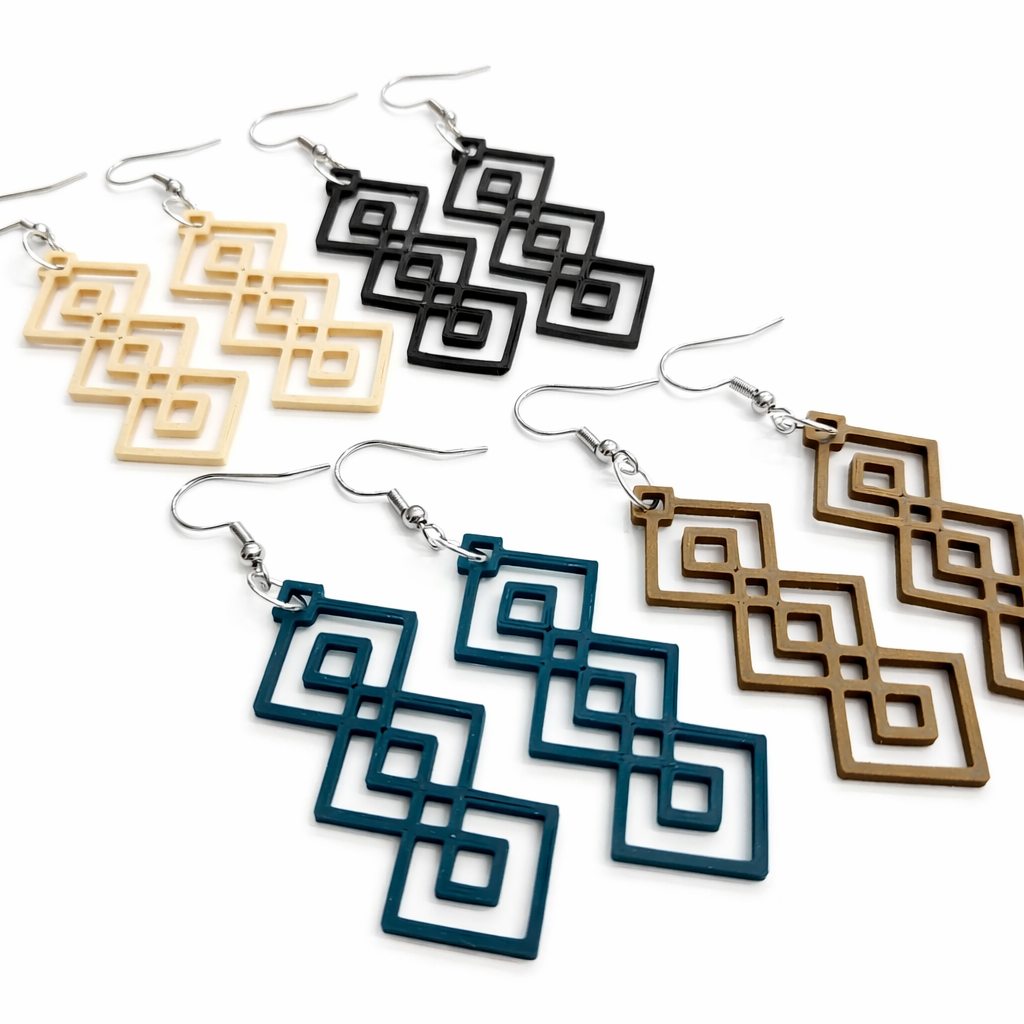 Triple Diamond Dangle Earrings