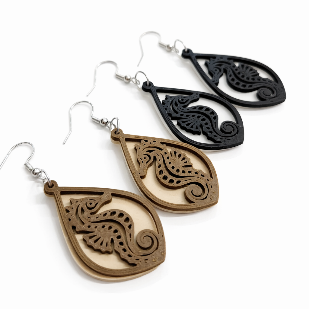 Teardrop Seahorse Dangle Earrings