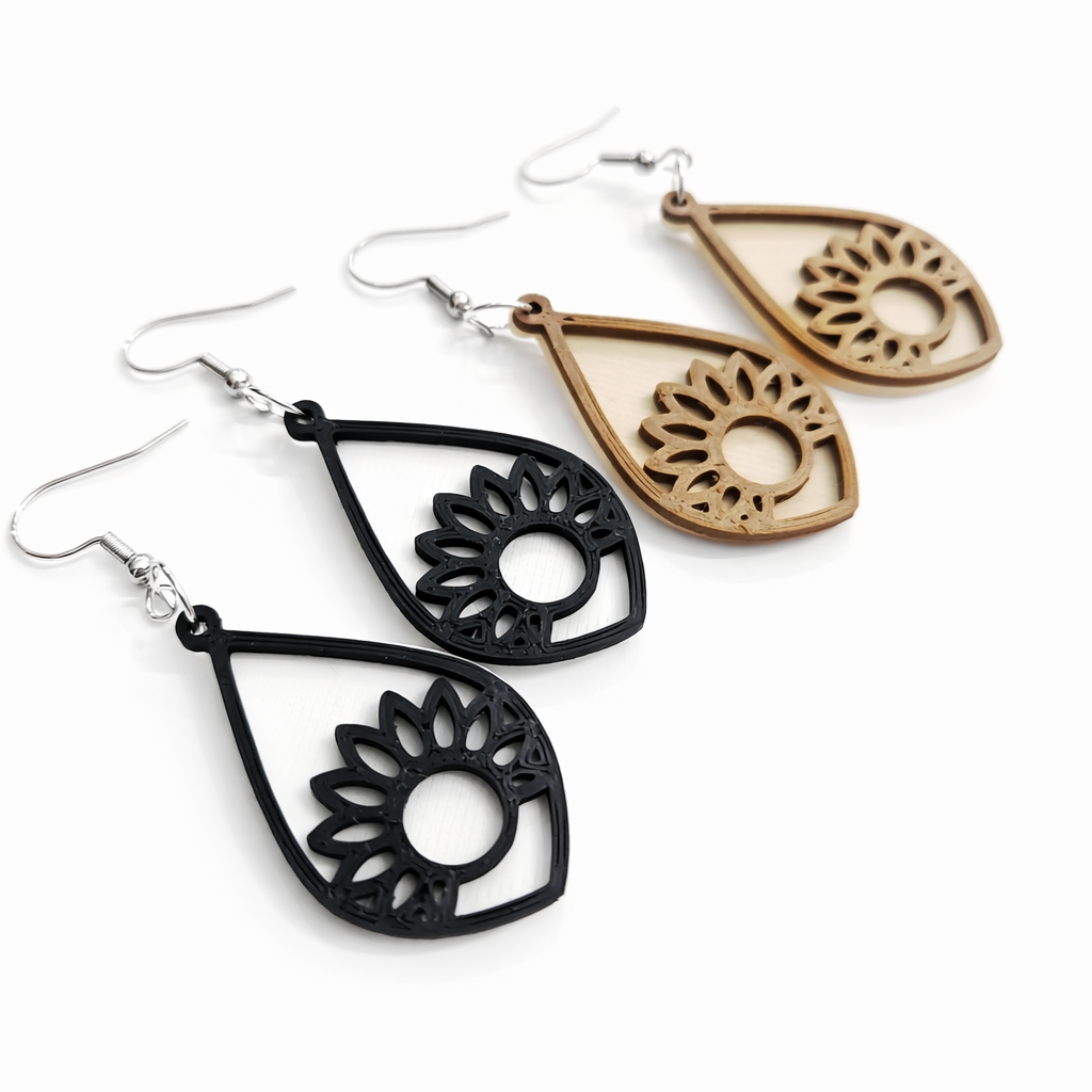Teardrop Sunflower Dangle Earrings