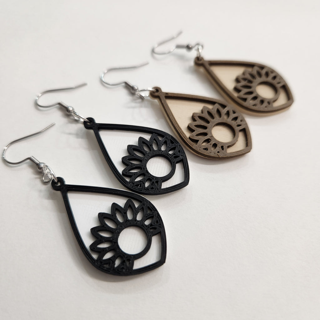 Teardrop Sunflower Dangle Earrings