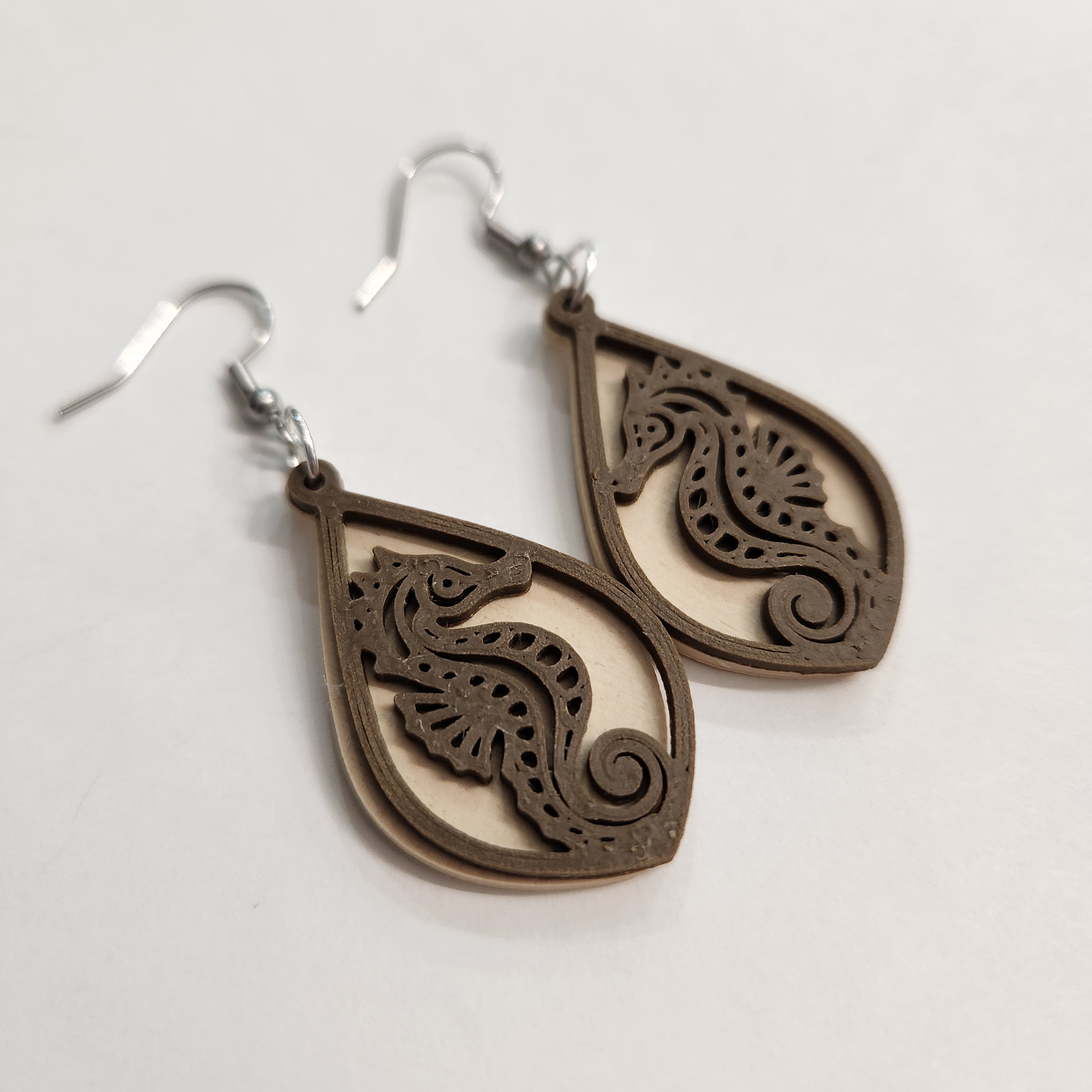 Teardrop Seahorse Dangle Earrings