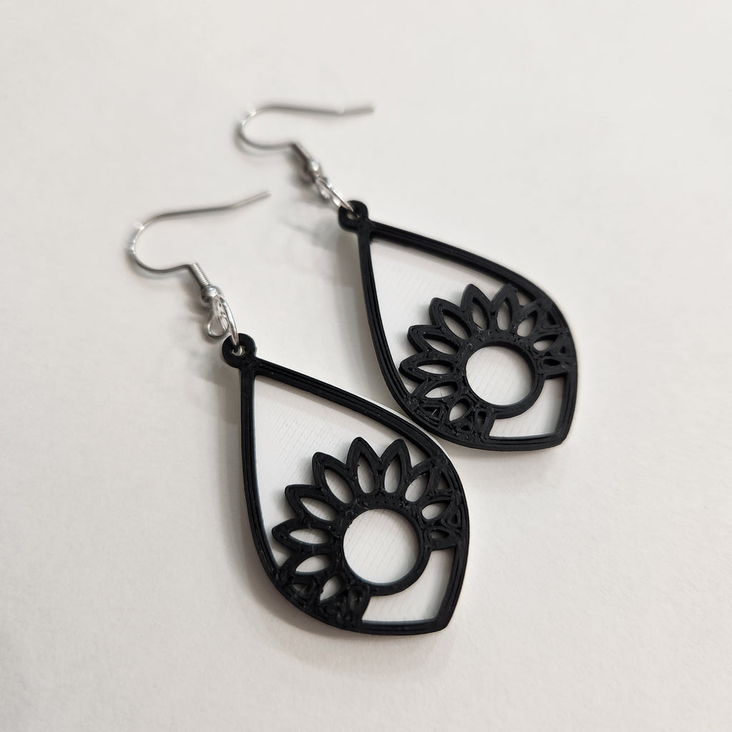 Teardrop Sunflower Dangle Earrings
