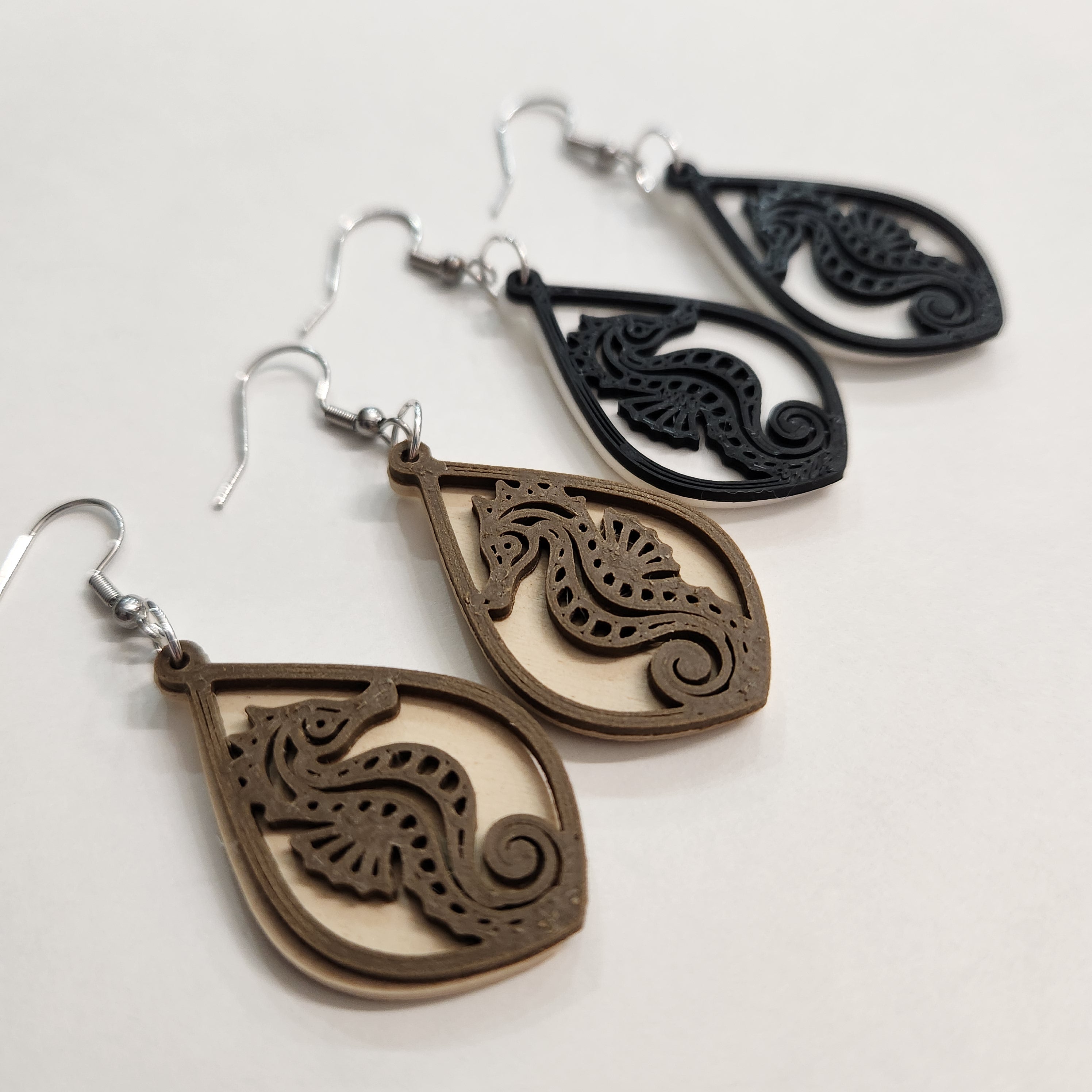 Teardrop Seahorse Dangle Earrings