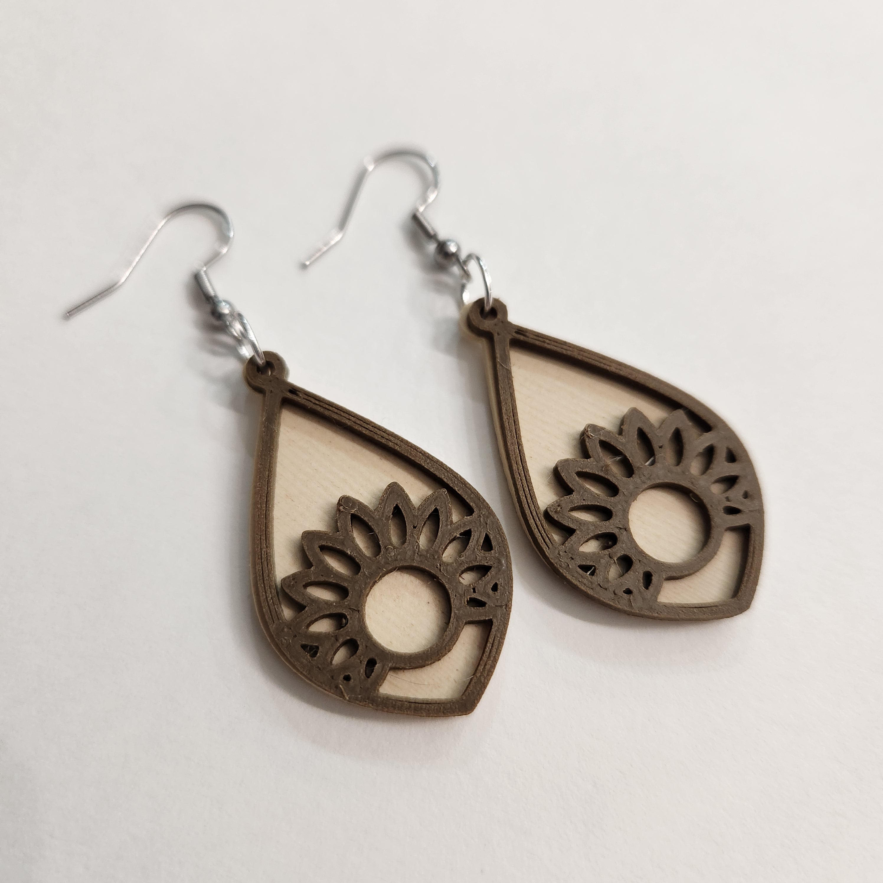 Teardrop Sunflower Dangle Earrings