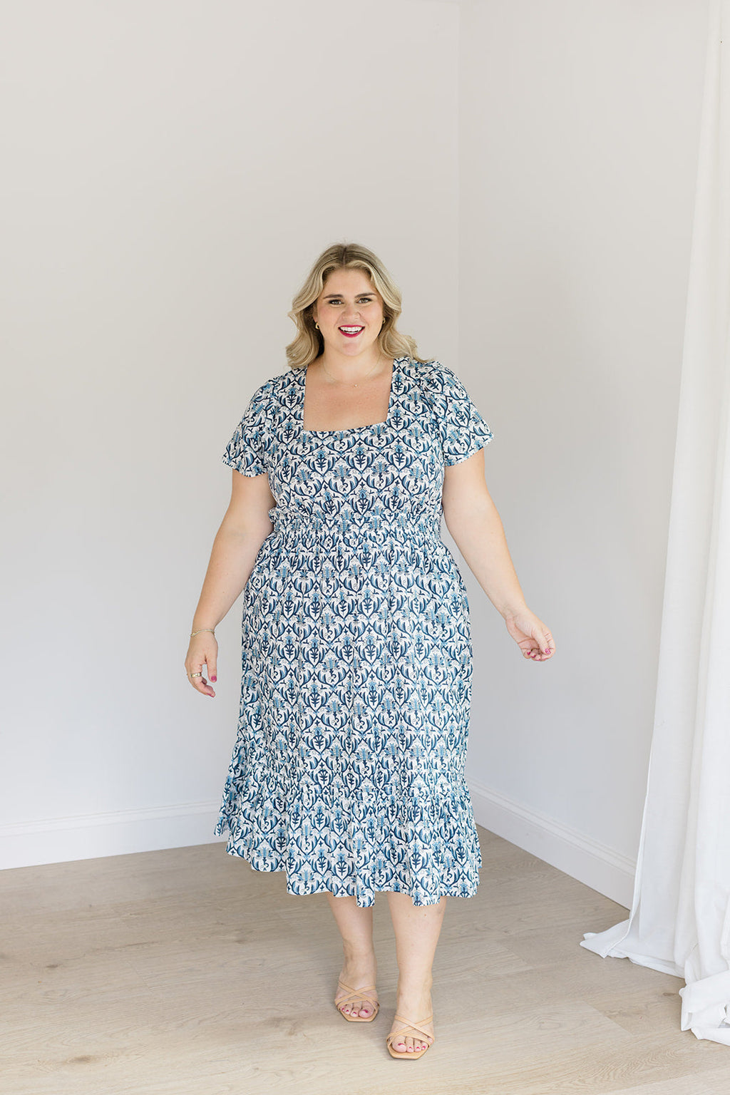 The Allison Dress in Navy Trellis