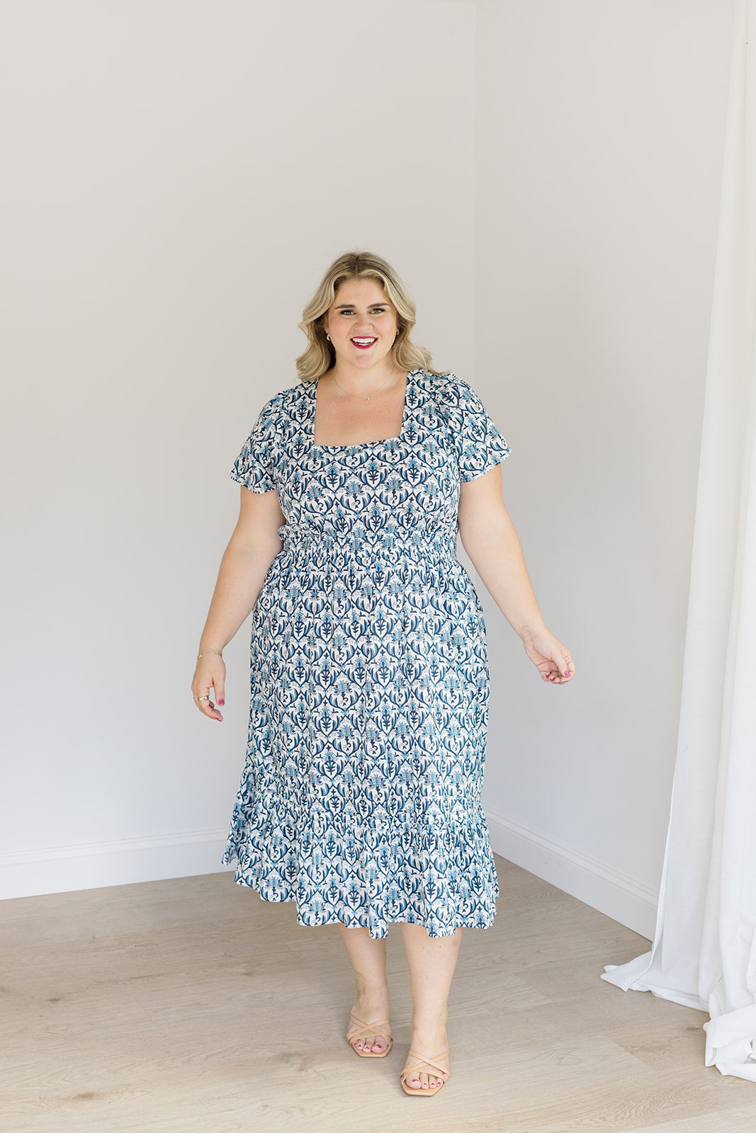 The Allison Dress in Navy Trellis