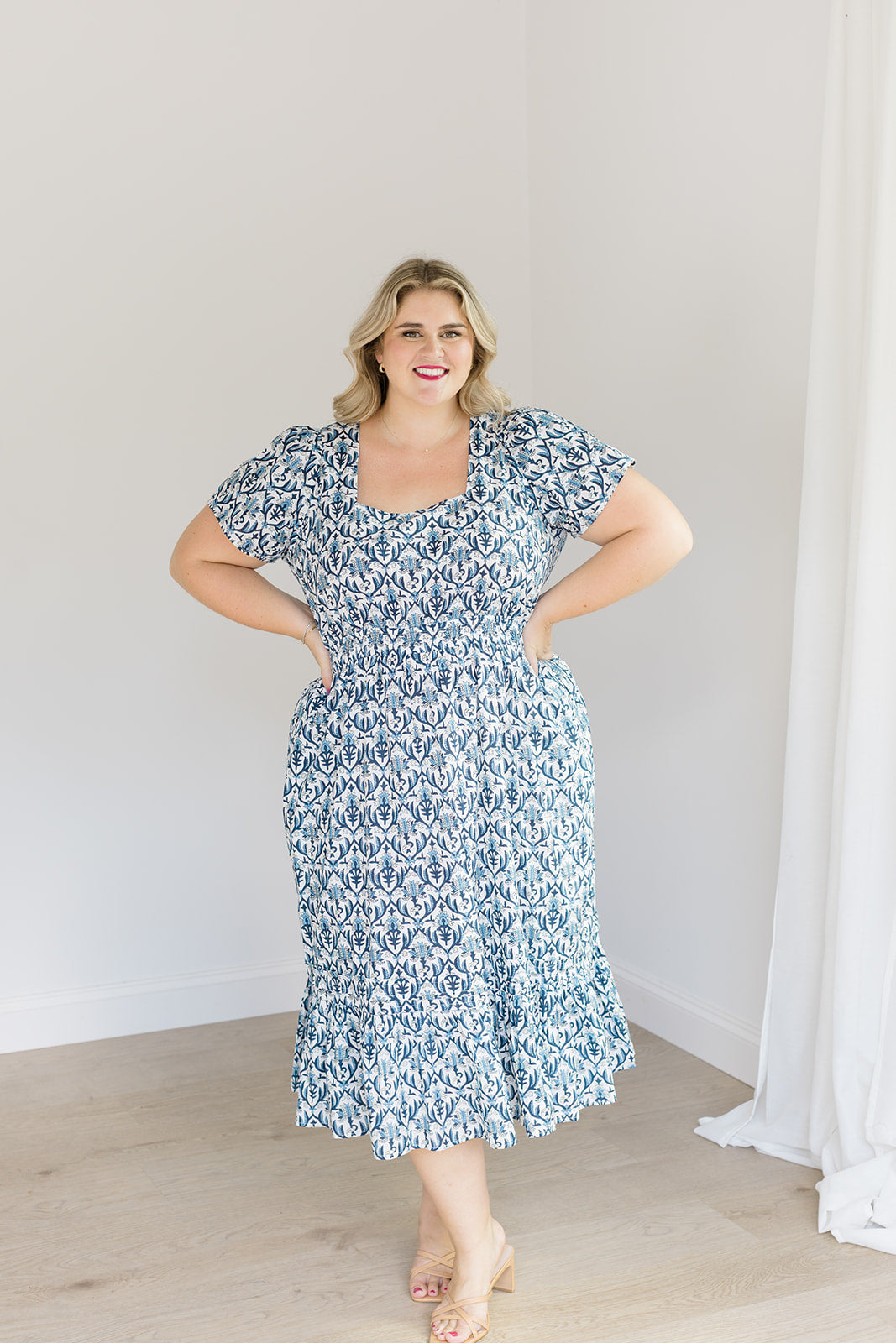 The Allison Dress in Navy Trellis