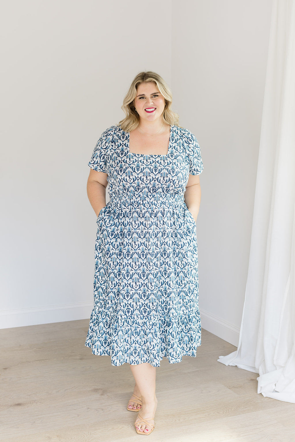 The Allison Dress in Navy Trellis