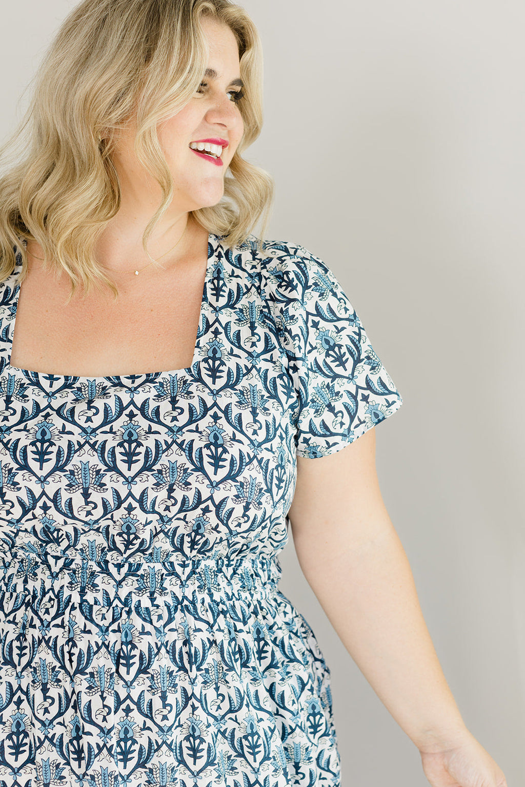 The Allison Dress in Navy Trellis