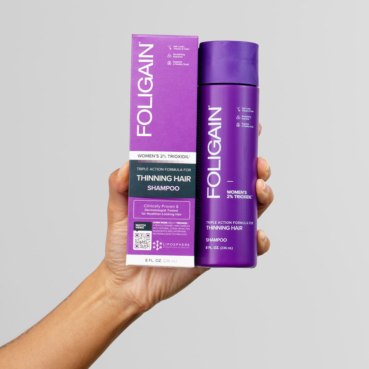 FOLIGAIN Triple Action Shampoo For Thinning Hair For Women with 2% TRIOXIDIL®