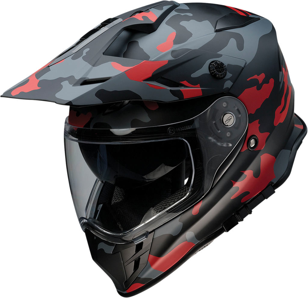 Z1R, Z1R Range Helmet - Camo Red, Small (Part #0140-0094) | Versatile Motorcycle Helmet with Sun Visor and Removable Lining