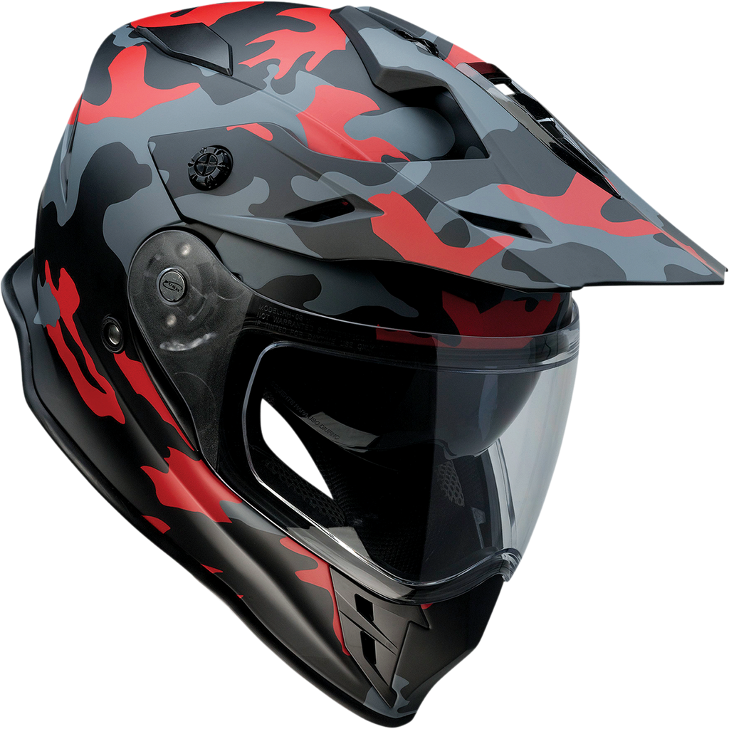 Z1R, Z1R Range Helmet - Camo Red, Small (Part #0140-0094) | Versatile Motorcycle Helmet with Sun Visor and Removable Lining