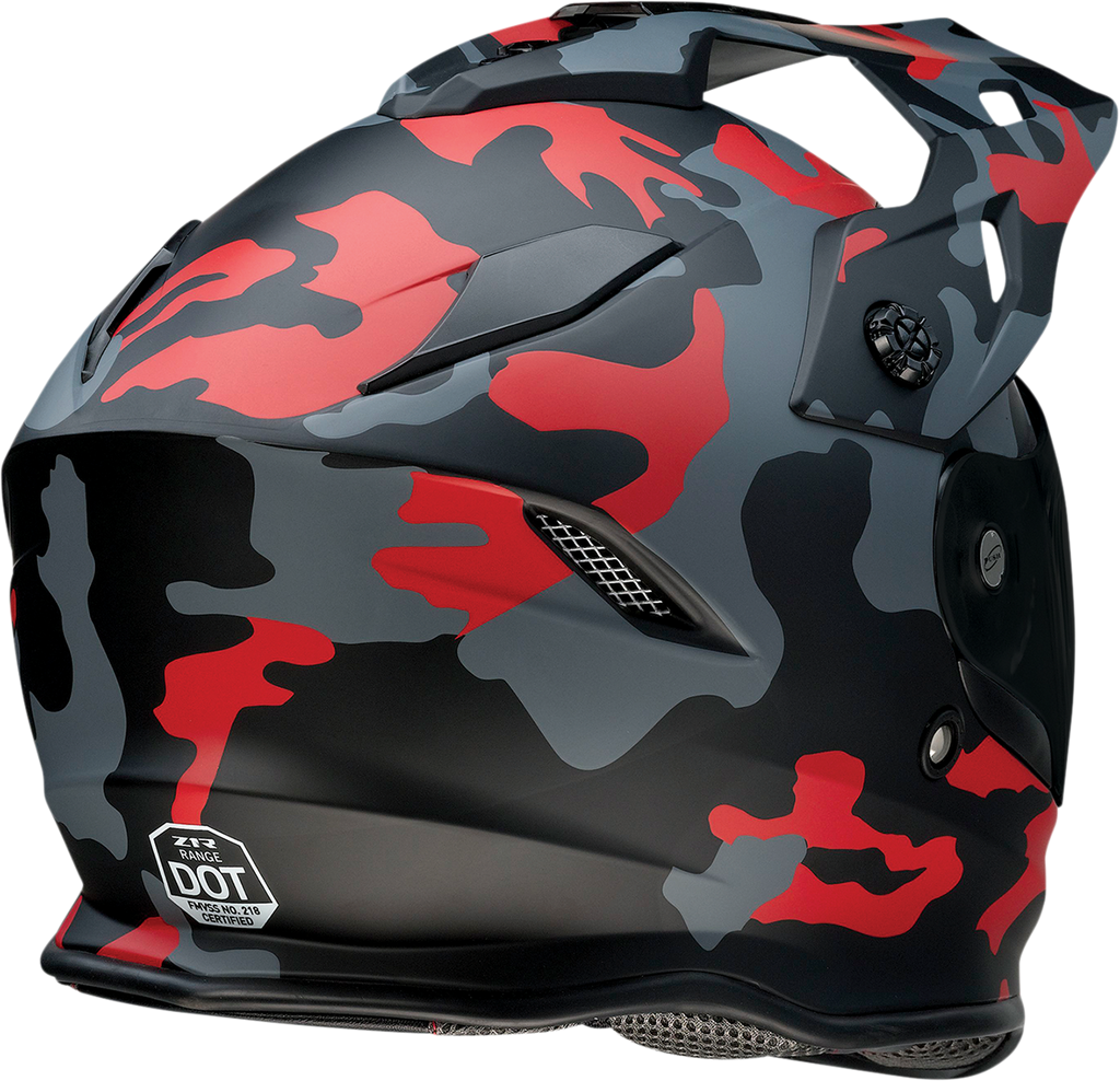 Z1R, Z1R Range Helmet - Camo Red, Small (Part #0140-0094) | Versatile Motorcycle Helmet with Sun Visor and Removable Lining