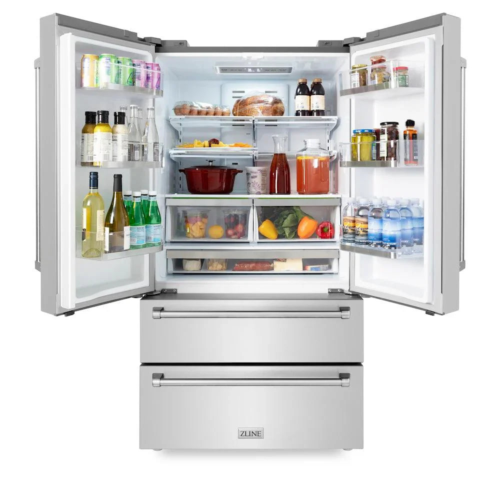 ZLINE Kitchen Package Refrigerator, Range , Range Hood , Microwave, Dishwasher 5KPR-RARH48-MWDWV