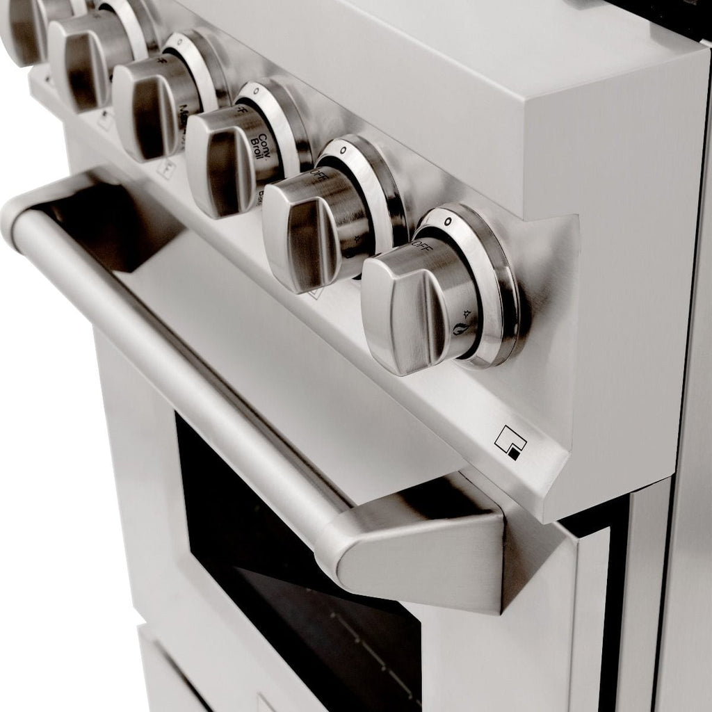 ZLINE 24" Dual Fuel Range, Stainless Steel, Brass Burners, RA-BR-24