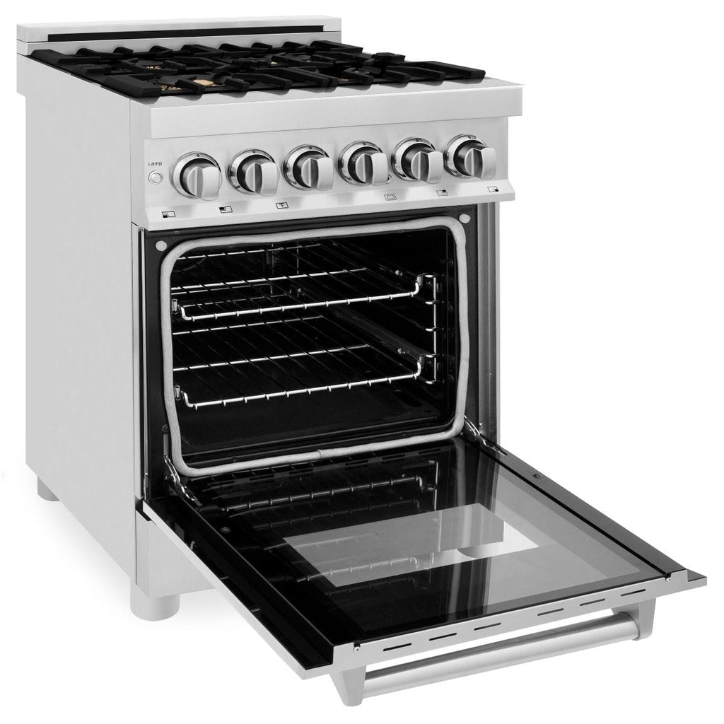 ZLINE 24" Dual Fuel Range, Stainless Steel, Brass Burners, RA-BR-24
