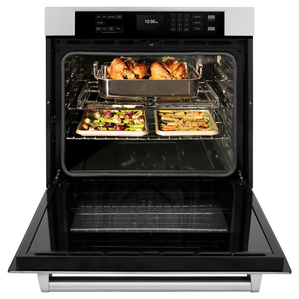ZLINE Kitchen Package Refrigerator, Rangetop, Rangehood, Wall Oven, 4KPR-RTRH48-AWS