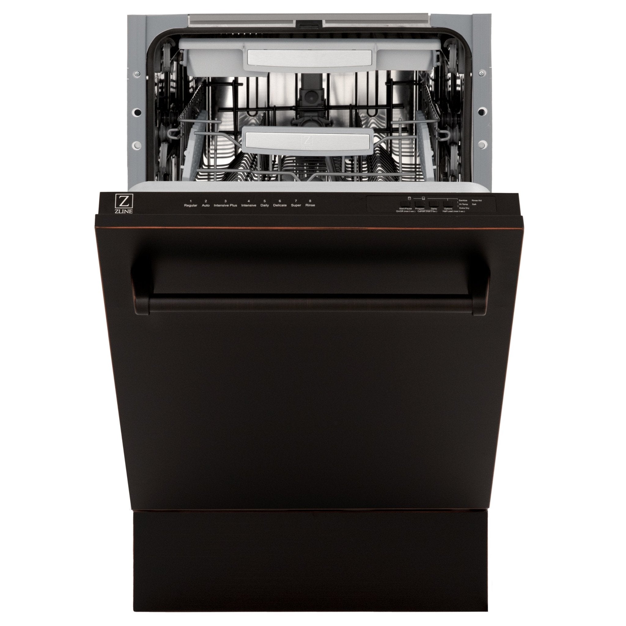ZLINE 18" Dishwasher, Oil Rubbed Bronze panel, Stainless Tub, DWV-ORB-18