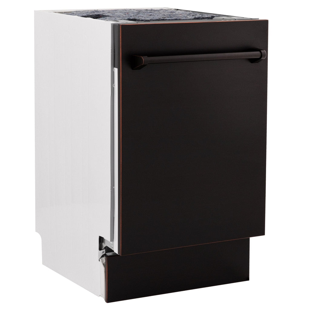 ZLINE 18" Dishwasher, Oil Rubbed Bronze panel, Stainless Tub, DWV-ORB-18