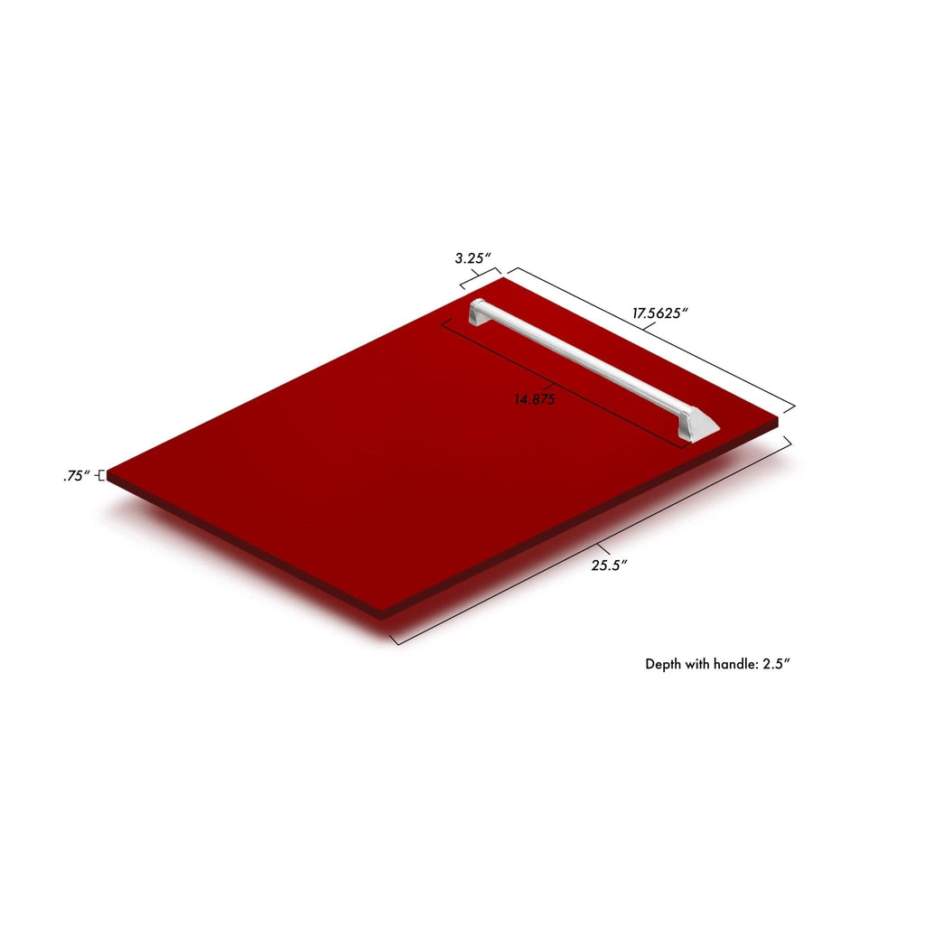 ZLINE 18" Dishwasher, Red Gloss panel, Stainless Tub, DWV-RG-18