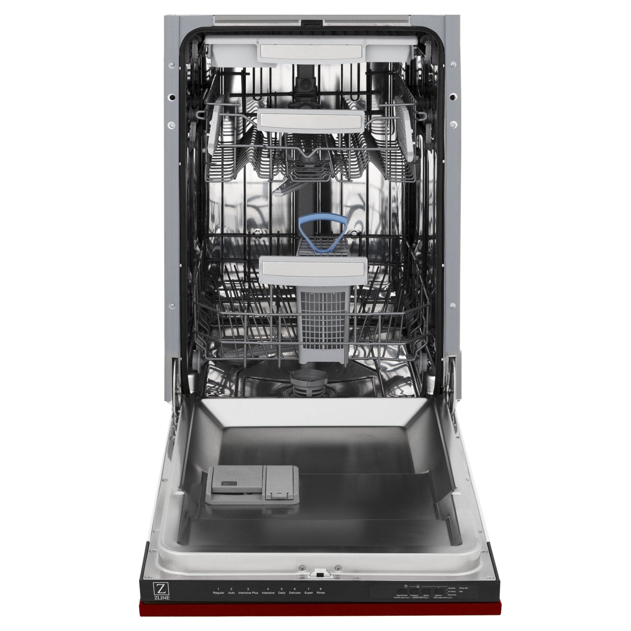 ZLINE 18" Dishwasher, Red Gloss panel, Stainless Tub, DWV-RG-18