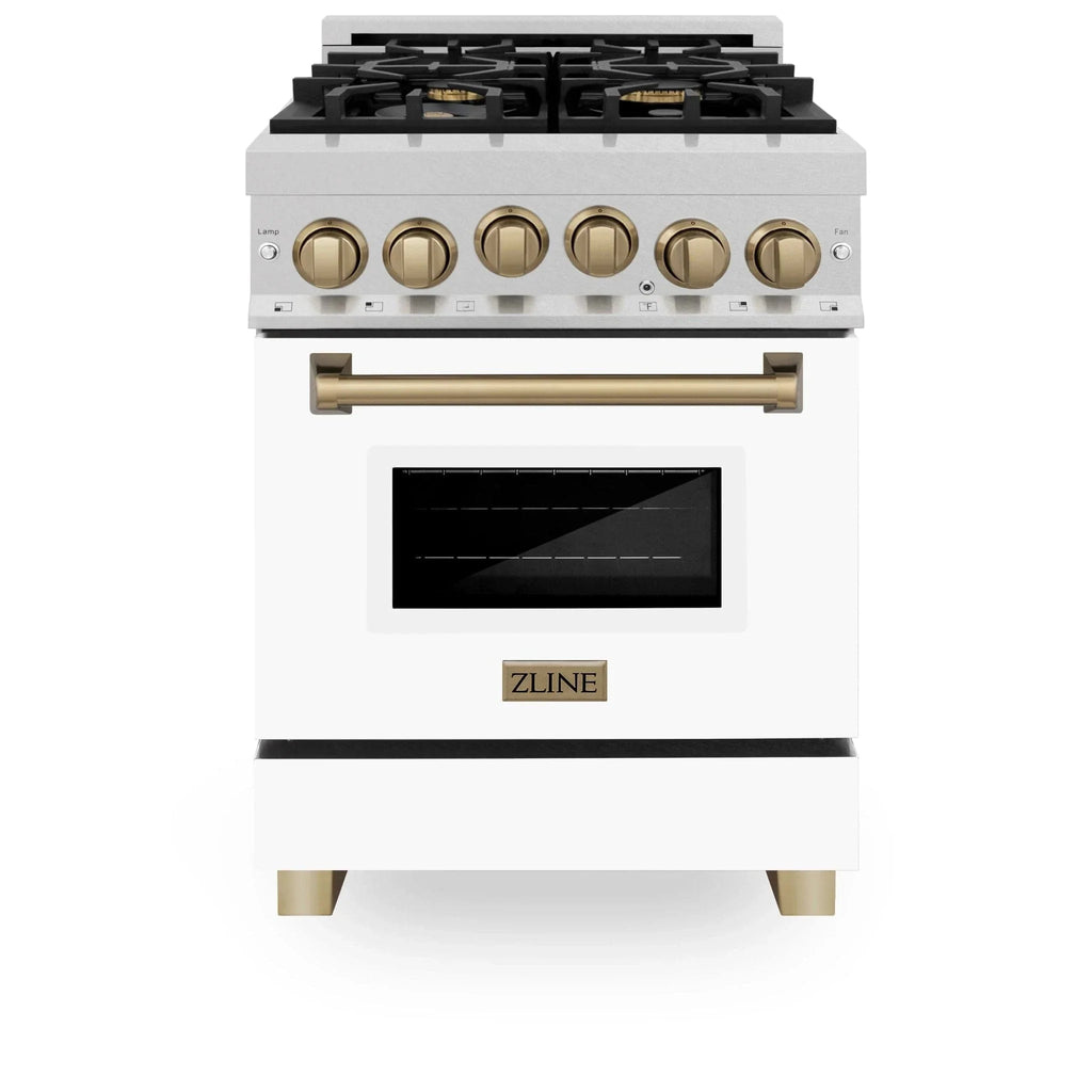 ZLINE 24" Autograph Gas Range, DuraSnow, White Door, RGSZ-WM-24-CB