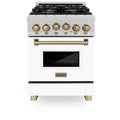 ZLINE 24" Autograph Gas Range, DuraSnow, White Door, RGSZ-WM-24-CB