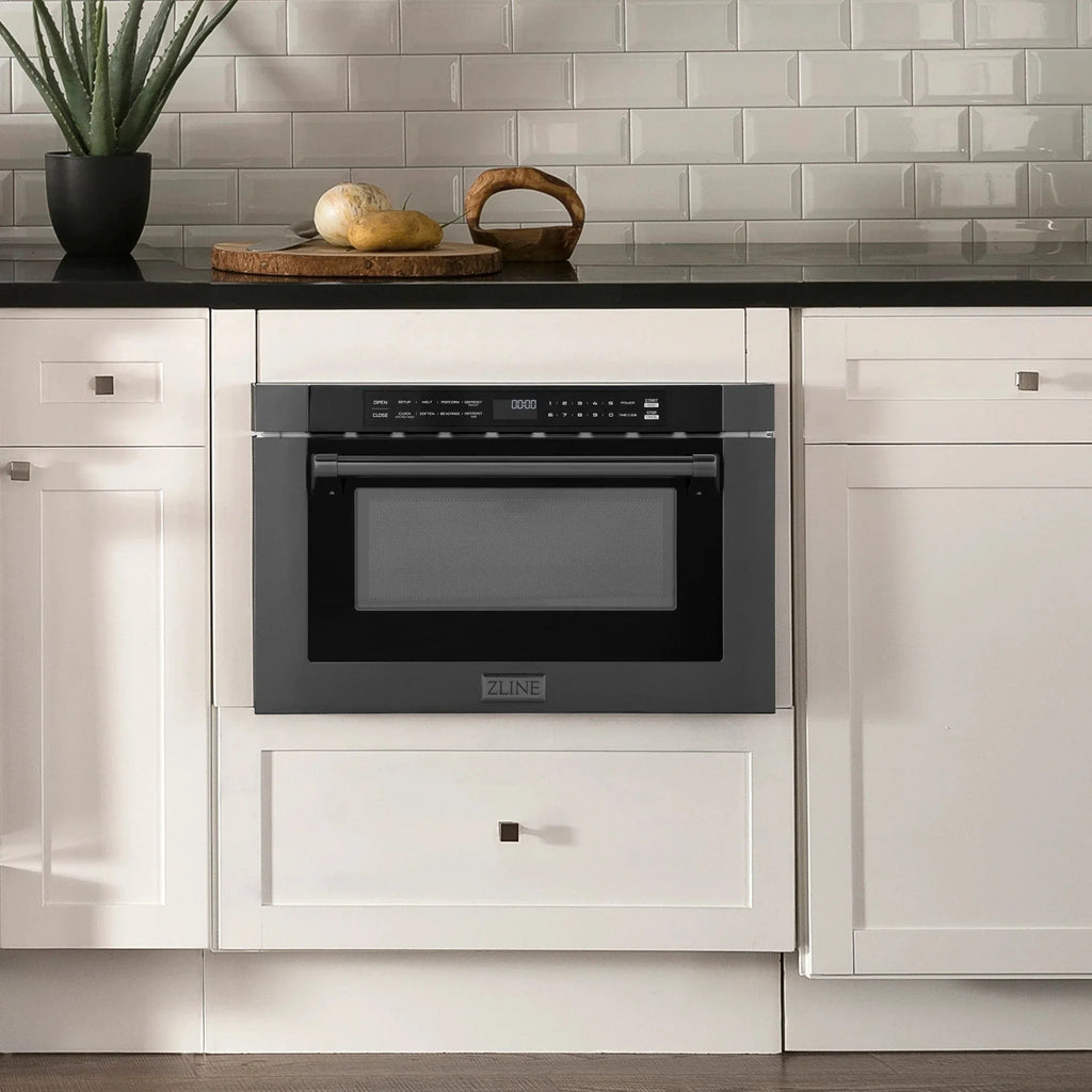 ZLINE 24" Built-in Microwave Drawer, Black Stainless Steel, MWD-1-BS-H
