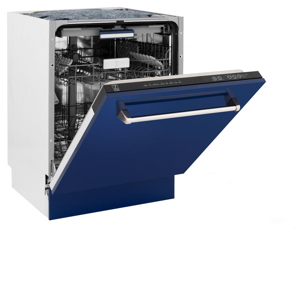 ZLINE 24" Dishwasher in Blue gloss panel, Stainless Tub, DWV-BG-24