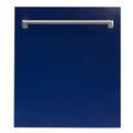 ZLINE 24" Dishwasher in Blue Gloss, Stainless Tub, Traditional Handle, DW-BG-24
