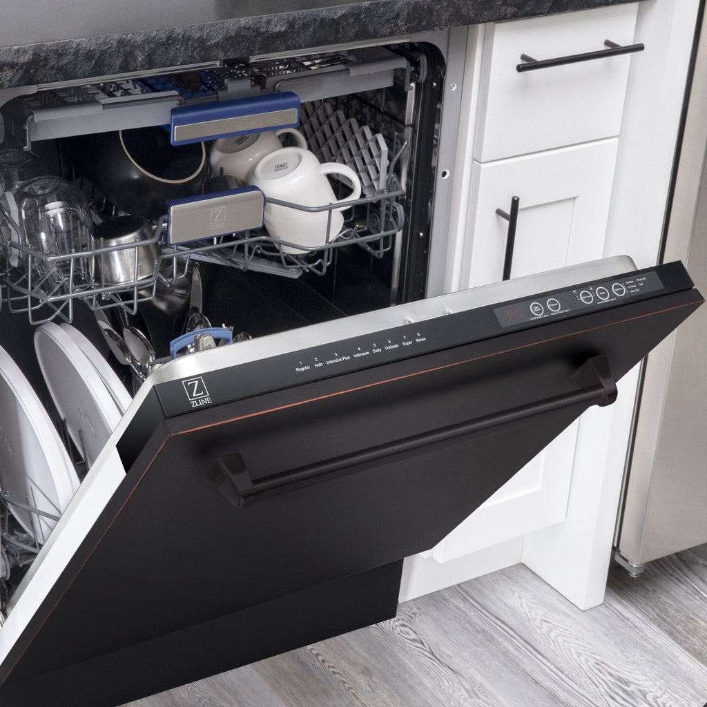 ZLINE 24" Dishwasher, Oil Rubbed Bronze panel, Stainless Tub, DWV-ORB-24