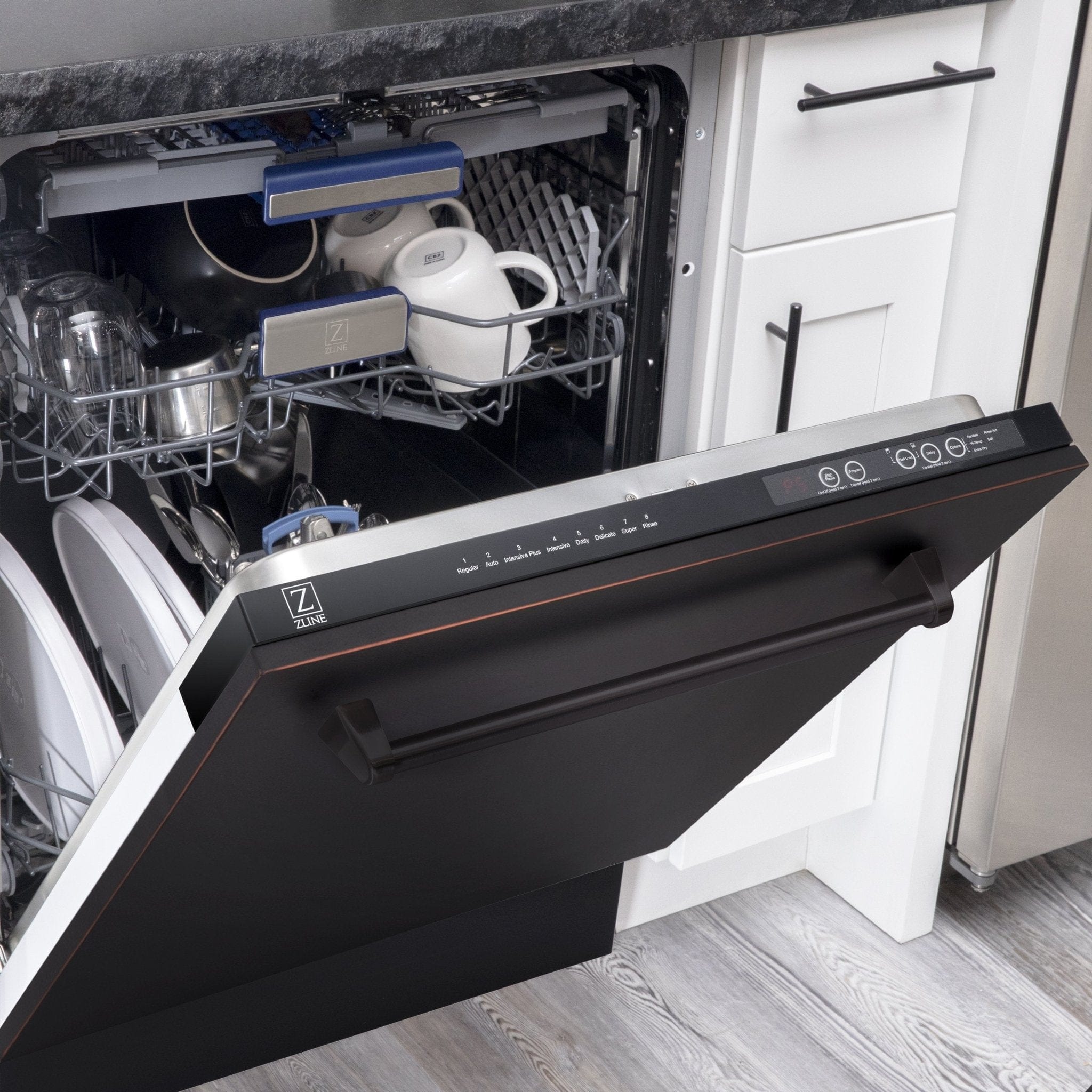 ZLINE 24" Dishwasher, Oil Rubbed Bronze panel, Stainless Tub, DWV-ORB-24