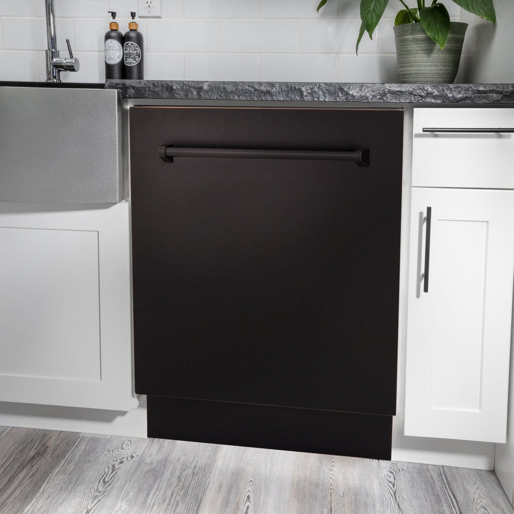 ZLINE 24" Dishwasher, Oil Rubbed Bronze panel, Stainless Tub, DWV-ORB-24