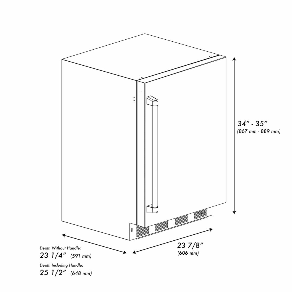 ZLINE 24 in. Touchstone Beverage Fridge, Solid Stainless Door, Polished Gold Handle RBSOZ-ST-24-G