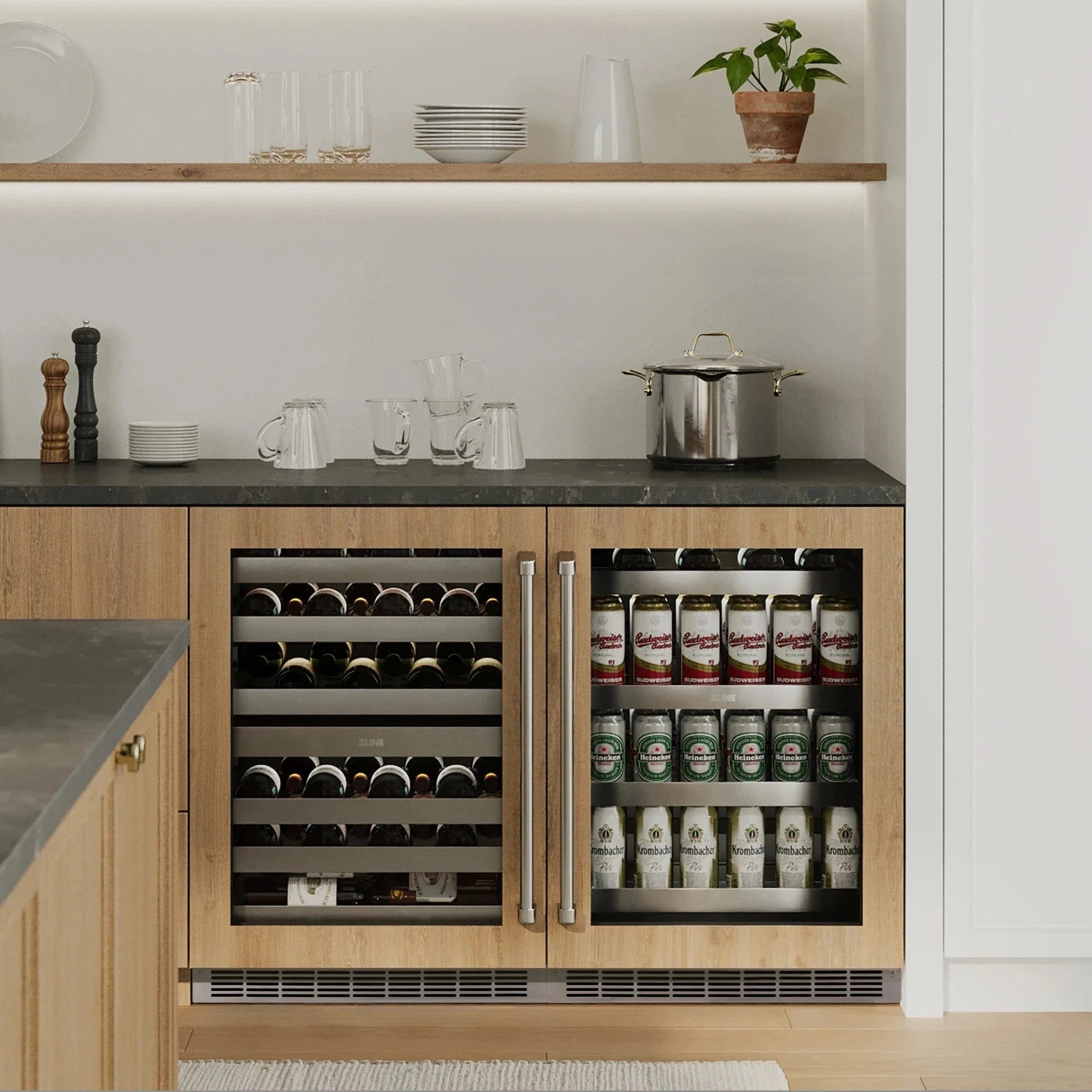 ZLINE 24 in. Touchstone Dual Zone 44 Bottle Wine Cooler With Stainless Steel Glass Door RWDO-GS-24