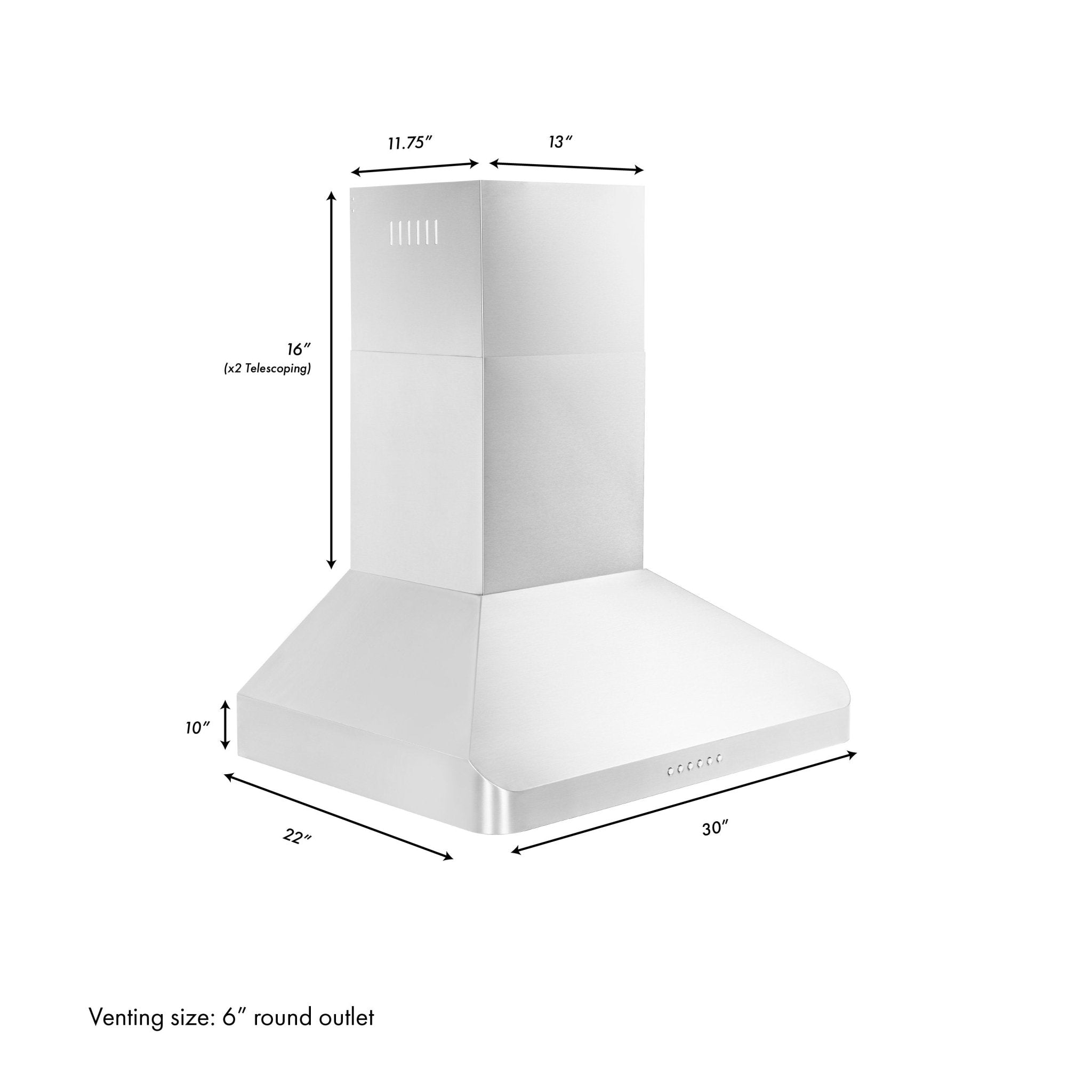 ZLINE 30" Alpine Wall Range Hood, Stainless Steel, ALP100WL-30