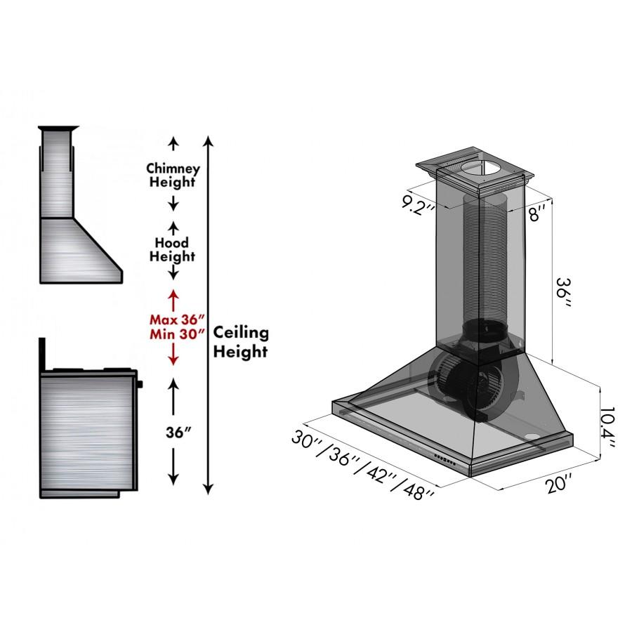 ZLINE 30" Hand-Hammered Copper Finish Wall Range Hood, 8KBH-30