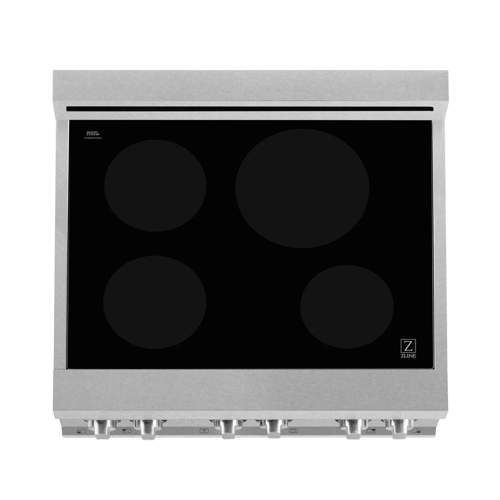 ZLINE 30" Induction Range in DuraSnow with a 4 Element Stove and Electric Oven RAINDS-WM-30
