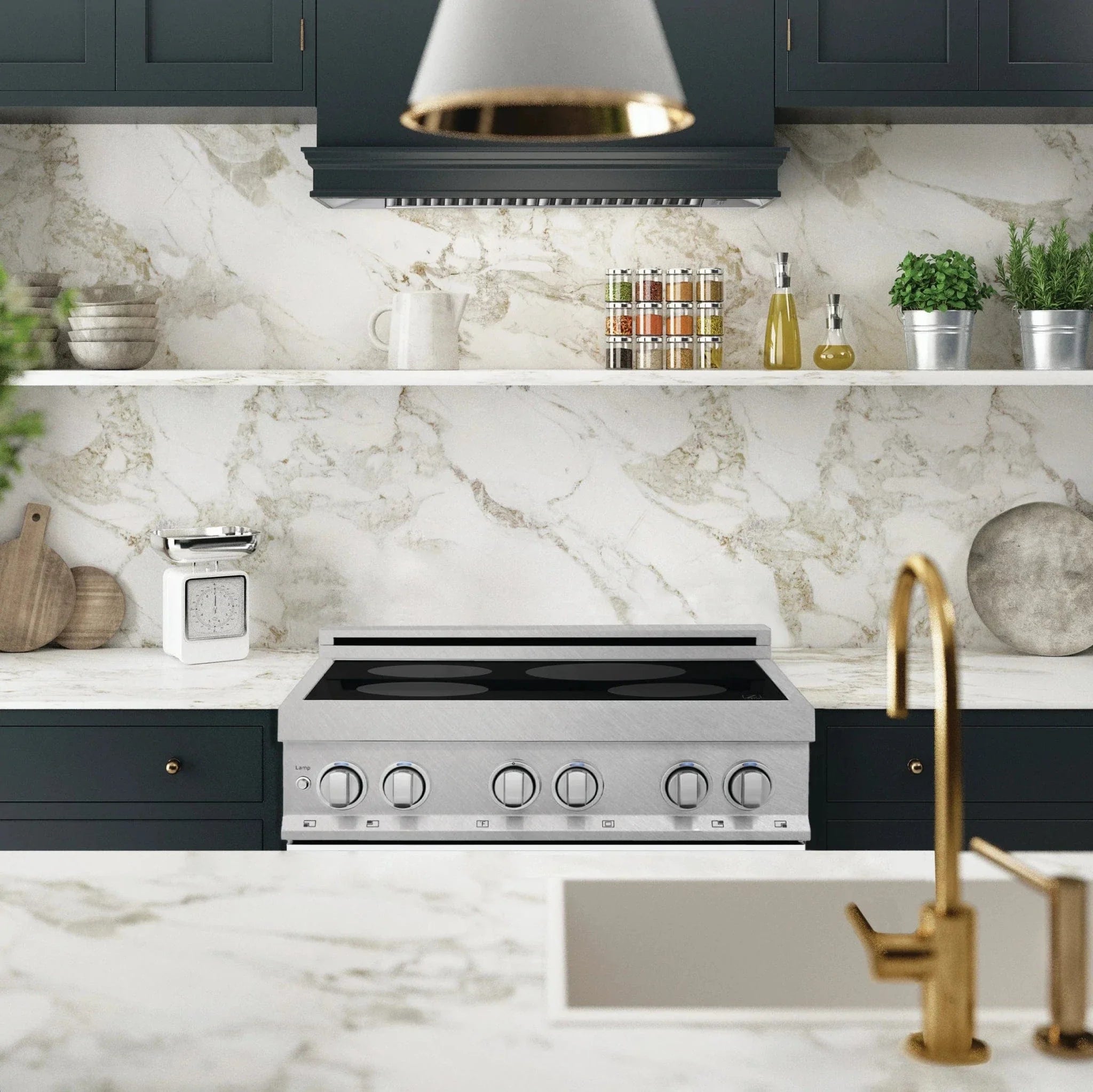 ZLINE 30" Induction Range in DuraSnow with a 4 Element Stove and Electric Oven RAINDS-WM-30