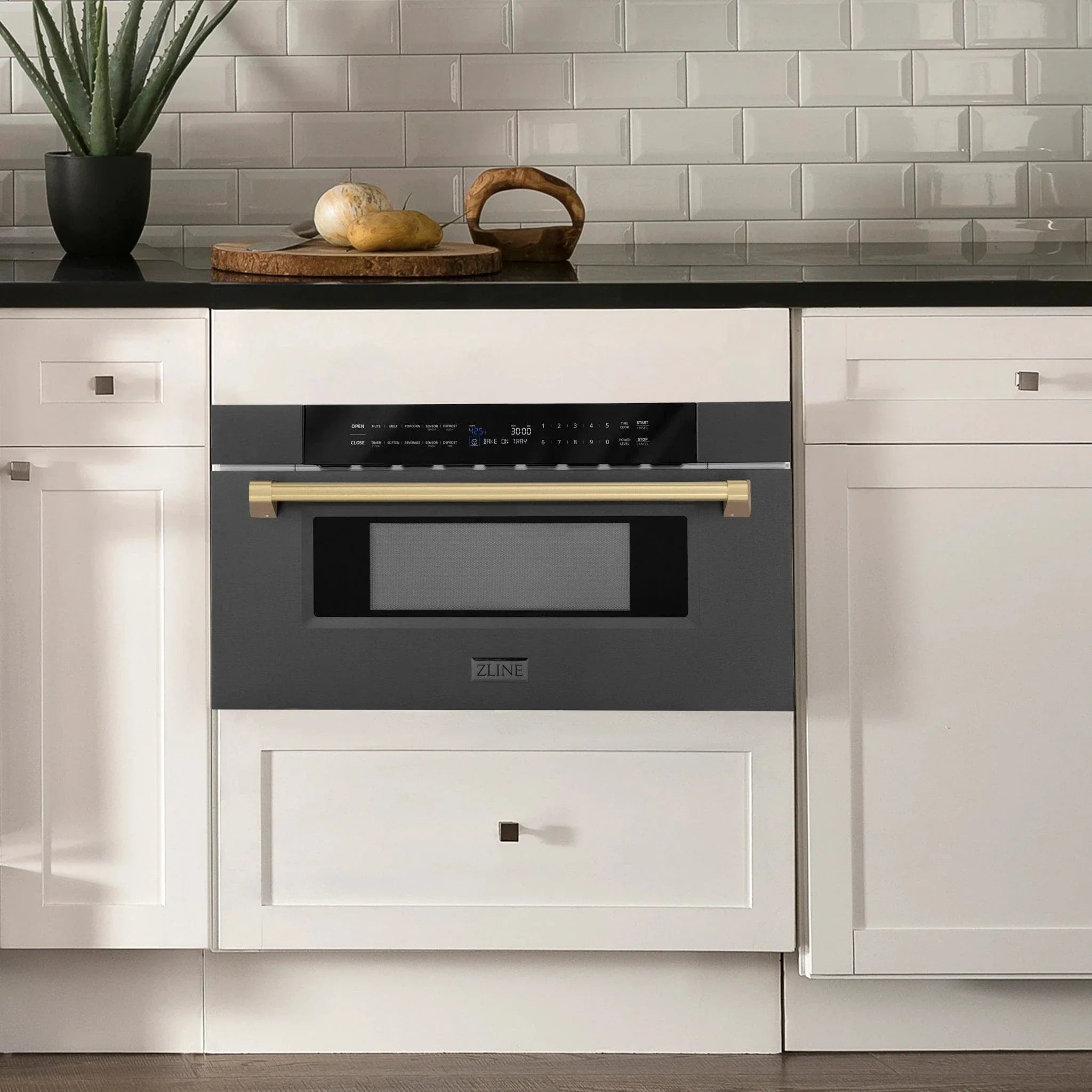 ZLINE 30" Microwave Drawer, Black Stainless, Bronze MWDZ-30-BS-CB