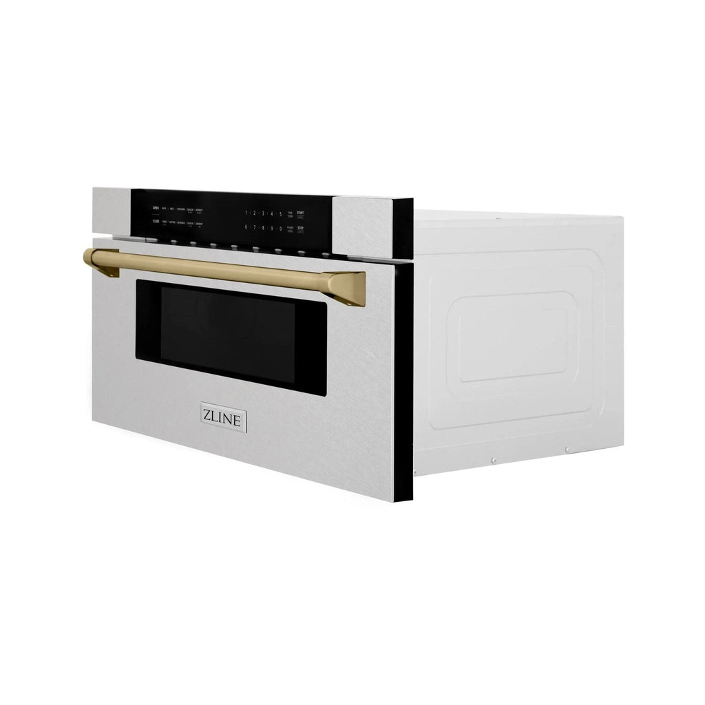 ZLINE 30" Microwave Drawer, Stainless Steel, Bronze MWDZ-30-SS-CB