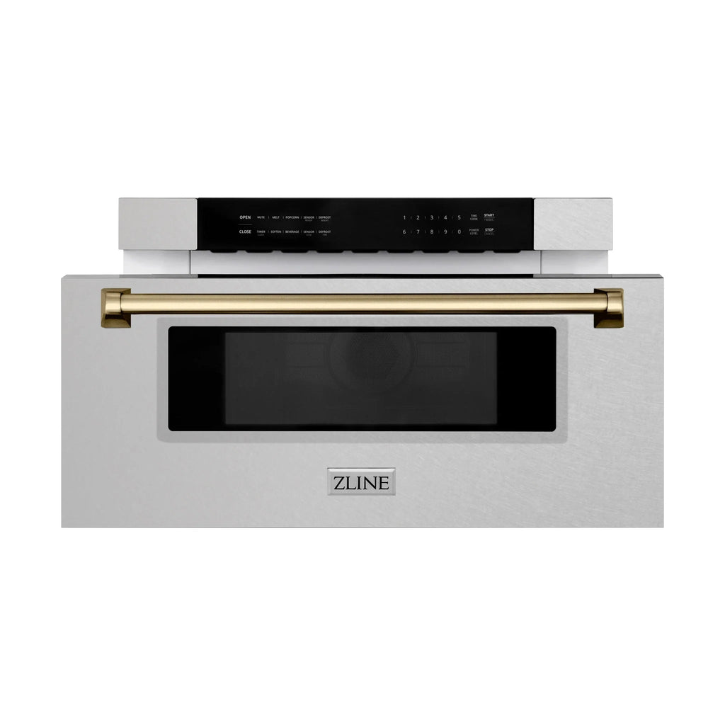 ZLINE 30" Microwave Drawer, Stainless Steel, Bronze MWDZ-30-SS-CB