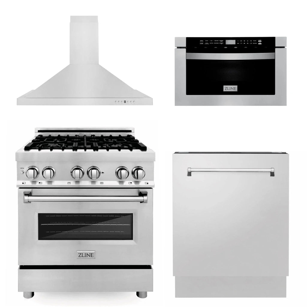 ZLINE 30 " Package Range RA30, Range Hood KB, Microwave MWD-1 , Dishwasher DWV-24,  4KP-RARH30-MWDW