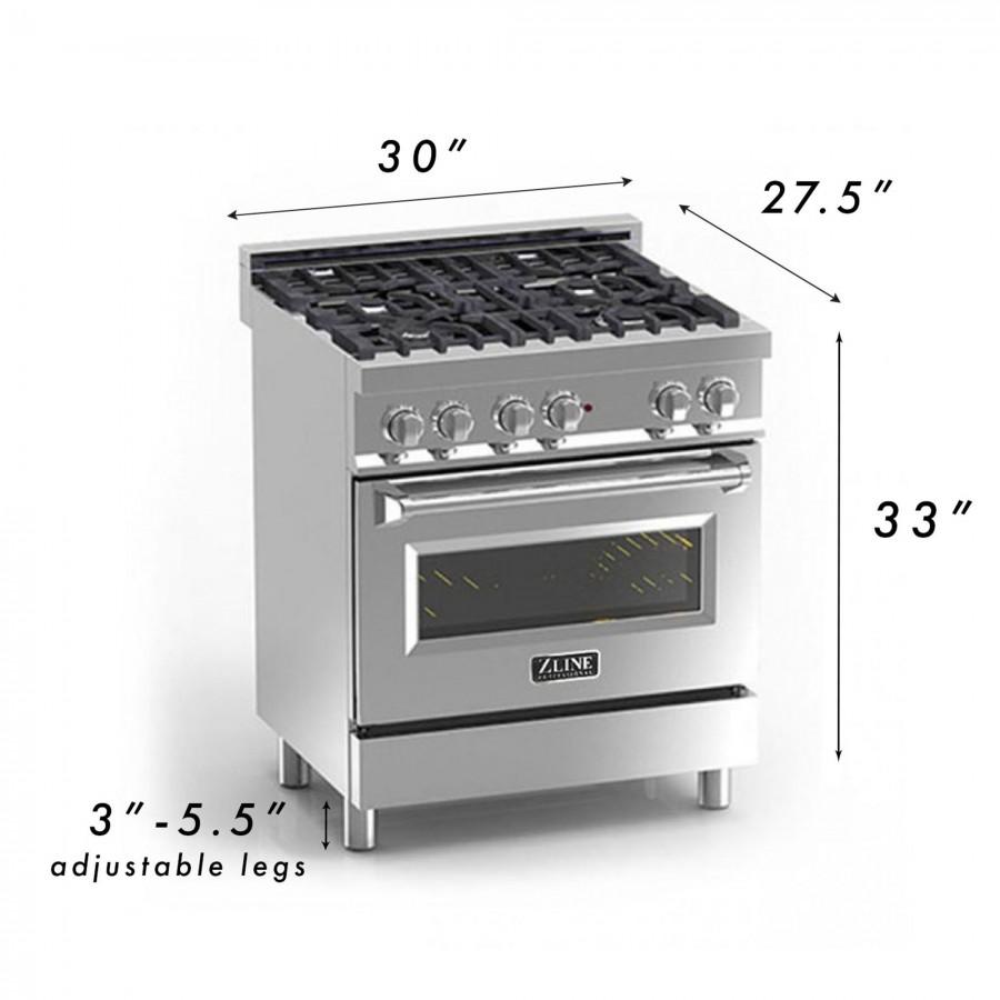 ZLINE 30" Professional Dual Fuel Range with Blue Gloss Door, RA-BG-30