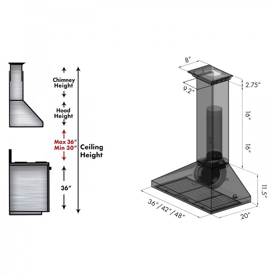 ZLINE 30" Wall Range Hood, Built-in CrownSound® Bluetooth Speakers, KL3CRN-BT-30
