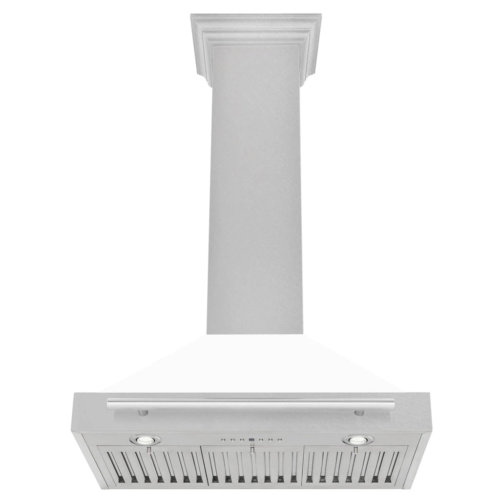 ZLINE 30" White Matte Range Hood, Stainless Steel Handle KB4SNX-WM-30